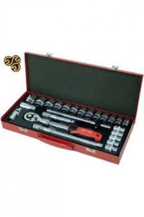 Büyük Lokma Takımı set 24 Pcs 1/2 Lokma Takımı Uzatmalı Cırcır
