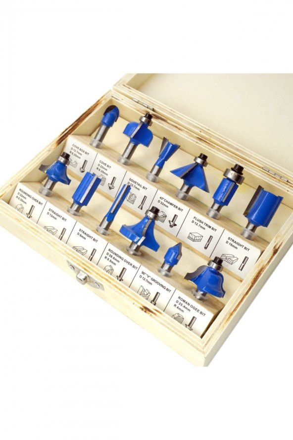 Th03039 12 Parça Ahşap Freze Uç Seti 8mm Sap