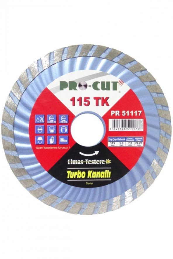 Procut Tk 115 Mm Turbo Kanallı Elmas Testere