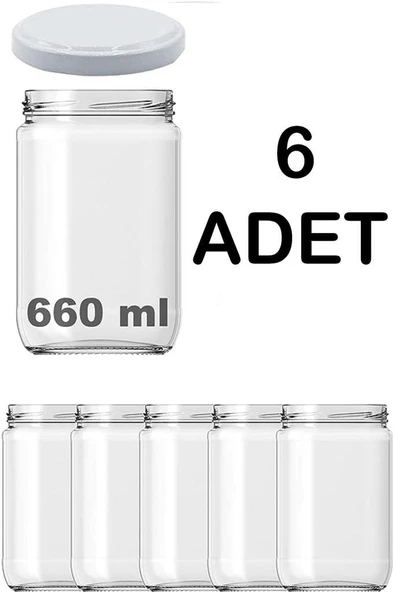 6 Adet Cam Şeffaf Metal Kapaklı Domates Konserve Reçel Kavanozu - 4