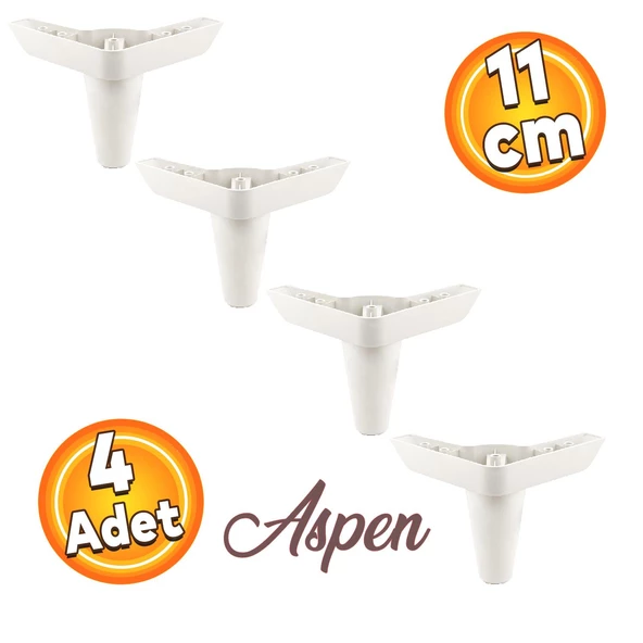 Aspen Lüks Mobilya Kanepe Koltuk Tv Ünitesi Baza Ayağı Ayakları 11 Cm Beyaz Ayak (4 ADET)