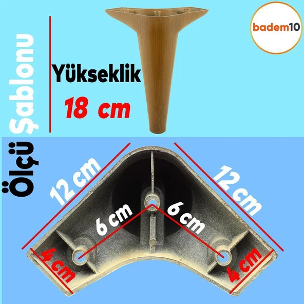 Aspen Lüks Mobilya Kanepe Koltuk Tv Ünitesi Konsol Ayağı Ayakları 18 Cm Kahverengi Ayak (4 ADET) - Resim 2