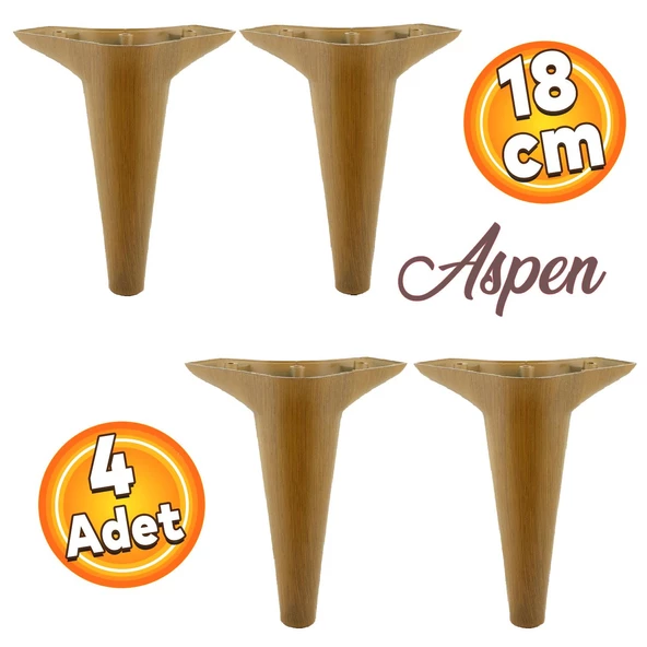 Aspen Lüks Mobilya Kanepe Koltuk Tv Ünitesi Konsol Ayağı Ayakları 18 Cm Kahverengi Ayak (4 ADET)