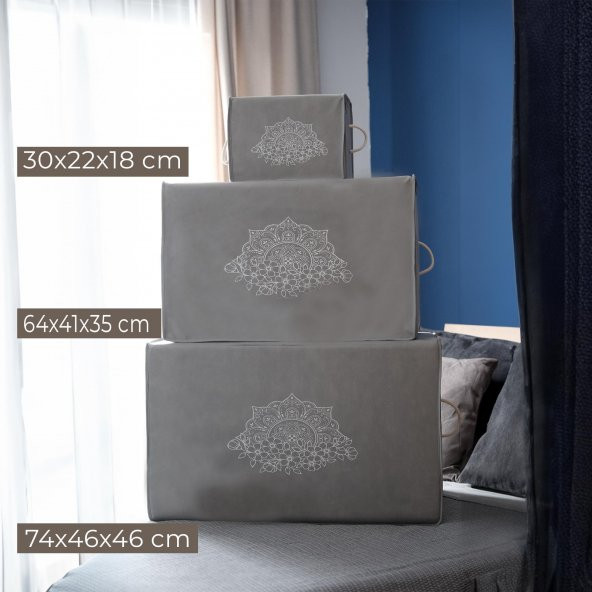 CUTY HOME OK HOME EV TEKSTİL BASKILI GRİ HURÇ 3LÜ SET - 4