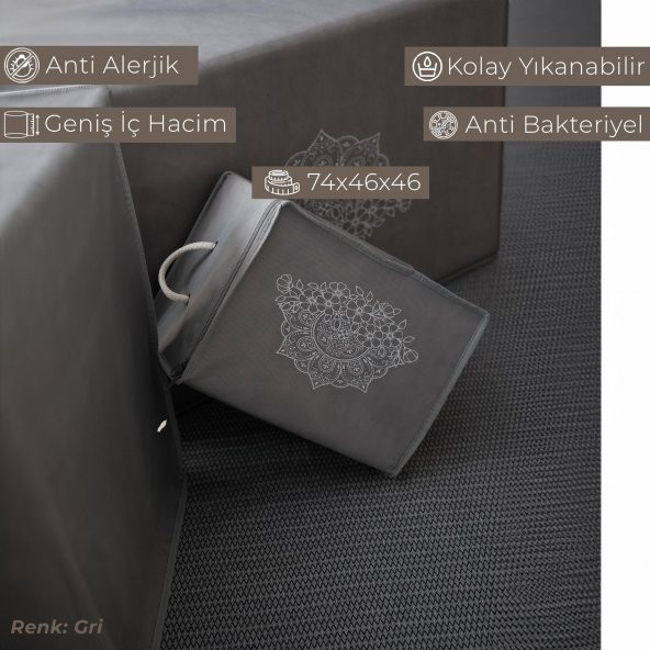 CUTY HOME OK HOME EV TEKSTİL BASKILI GRİ HURÇ 3LÜ SET - 5