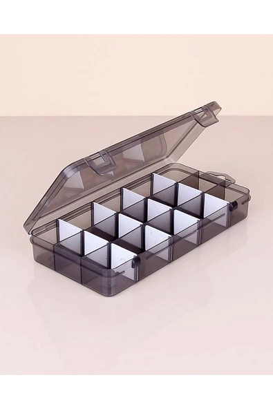 Füme 2 Adet 15 Bölmeli Kolye Yüzük Kapaklı Takı Kutusu Dikiş Kutusu Organizer Düzenleyici Kutu - 2
