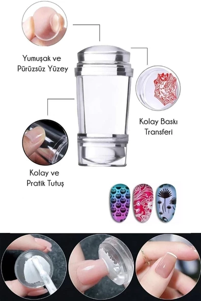 2 Adet Tırnak Süs Damgalama Yumuşak Ve Pürüzsüz Yüzey, Kolay Ve Pratik French Stamper Aleti - 3