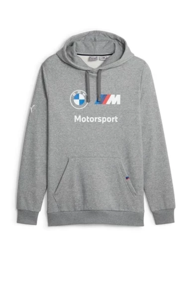 Puma BMW MMS ESS Hoodie Fleece Erkek Sweatshirt Gri S-XXL