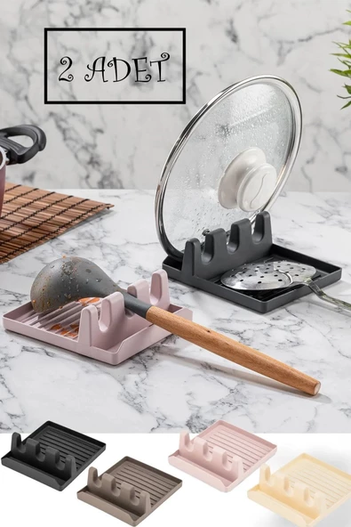 2 Adet Kirli Kaşıklık Kepçe Altlığı Tencere Kapak Tutucu Ve Kaşıklık - Tencere Kapağı Standı ürün görseli