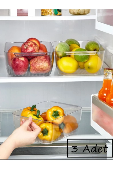 3 Adet Freez Şeffaf Buzdolabı & Dolap Içi Düzenleyici Organizer