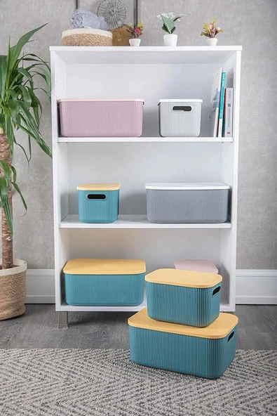 2 Adet 21 Lt Storage 1 Adet Yeşil Ve 1 Adet Gri Çok Amaçlı Dolap Içi Düzenleyici Kutu - 4