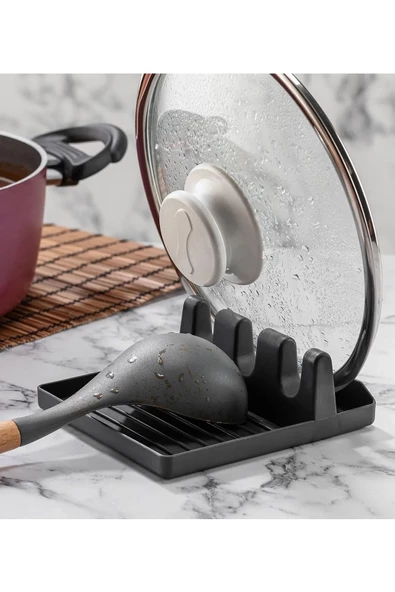 2 Adet Kirli Kaşıklık Kepçe Altlığı Tencere Kapak Tutucu Ve Kaşıklık - Tencere Kapağı Standı - Resim 3
