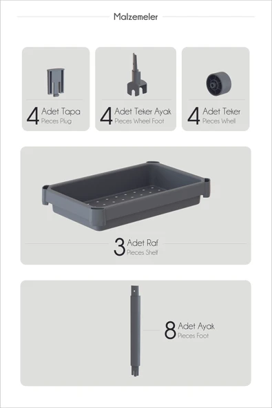 3 Katlı Banyo Raf Ünitesi (PEGGY) Beyaz Banyo Düzenleyici Şampuanlık Havluluk Dolap(BEYAZ) - 6