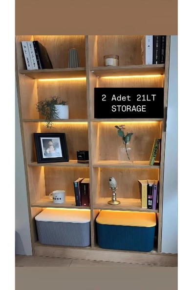 2 Adet 21 Lt Storage 1 Adet Yeşil Ve 1 Adet Gri Çok Amaçlı Dolap Içi Düzenleyici Kutu