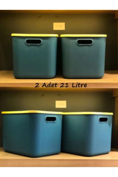2 Adet 21 Lt Storage Yeşil Çok Amaçlı Dolap Içi Düzenleyici Kutu - Oyuncak Ve Çamaşır Sepeti - 5