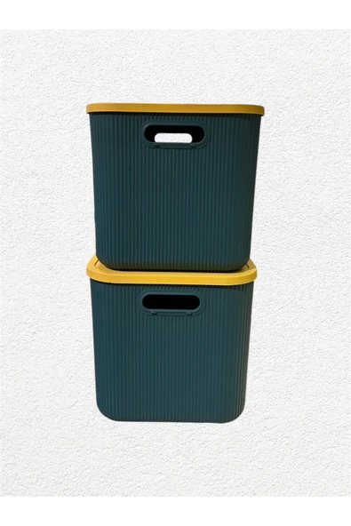 2 Adet 21 Lt Storage Yeşil Çok Amaçlı Dolap Içi Düzenleyici Kutu - Oyuncak Ve Çamaşır Sepeti - 2
