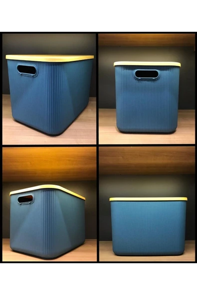 3 Adet 21 Lt Storage Yeşil Çok Amaçlı Dolap Içi Düzenleyici Kutu - Oyuncak Ve Çamaşır Sepeti - Resim 6