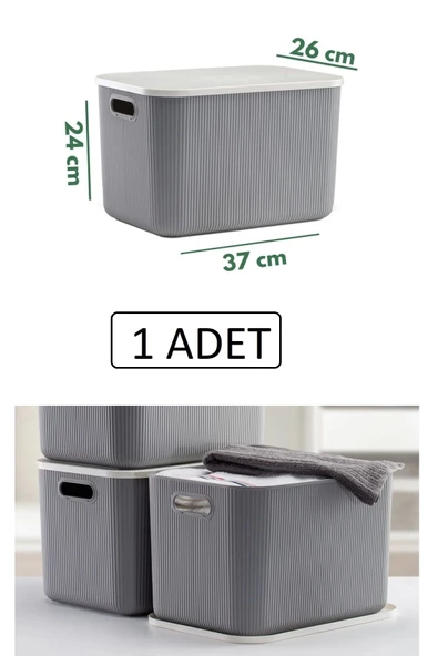 21 Lt Storage Gri Çok Amaçlı Dolap Içi Düzenleyici Kutu - Oyuncak Ve Hobi Sepeti Çamaşırlık - 2