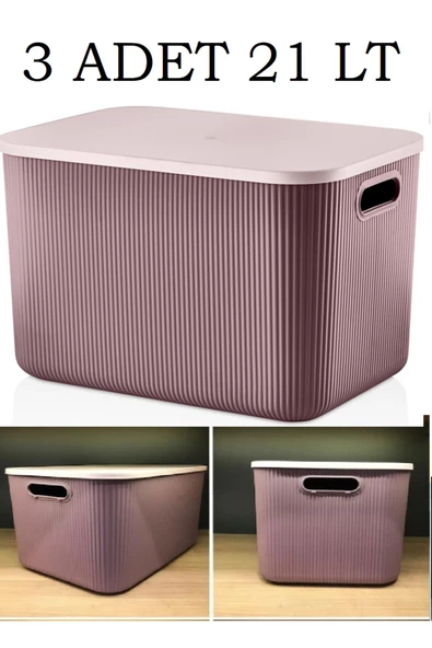 3 Adet 21 Lt Storage Mor Dolap Içi Düzenleyici Oyuncak Ve Çamaşır Sepeti Elbise Saklama Kutusu ürün görseli