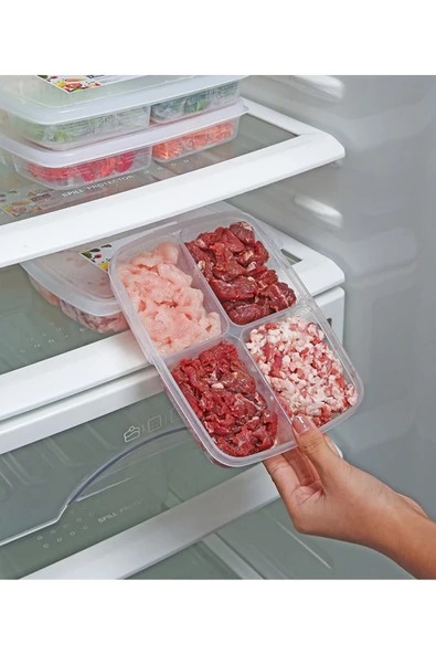 24 Adet 4 Bölmeli Öğünlük Et Sebze Mini Saklama Kabı Buzluk Kıyma Organizer Düzenleyici - 3