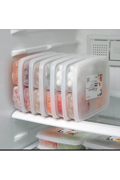 12 Adet 4 Bölmeli Öğünlük Et Sebze Mini Saklama Kabı Dondurulmuş Kıyma Tavuk Buzluk Organizer - 6