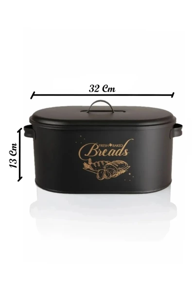 Metal Siyah Ekmeklik Kapaklı Desenli Ekmek Saklama Kutusu - Şık Sofralara Sunum Ekmeklik - 6