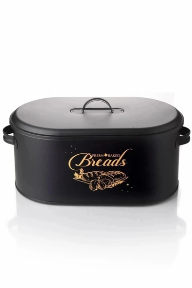 Siyah Ve Beyaz 2'li Ekmeklik Seti Büyük Boy Kapaklı Metal Dekoratif Ekmek Saklama Kutusu - 6