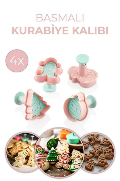Kurabiye Kalıbı 3133 Çörek Çam Ağacı Yılbaşı Kardan Adam Hamur Kesici Pasta Ekipmanları - 4