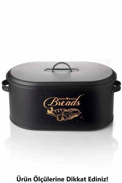 Metal Siyah Ekmeklik Kapaklı Desenli Ekmek Saklama Kutusu - Şık Sofralara Sunum Ekmeklik - 5