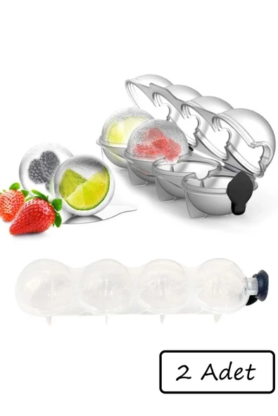 2 Adet 4'lü Küre Buz Topu Kalıbı Yuvarlak Içecek Buz Topu Dondurucu Saklama Ve Sunum Kabı ürün görseli