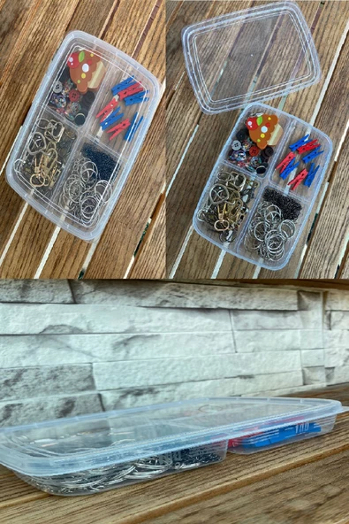 1 Adet 4 Bölmeli Kapaklı Dikiş Ve Takı Kutusu - Iplik Boncuk Vida Saklama Kutusu - Resim 2