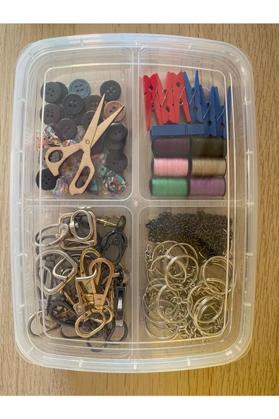 1 Adet 4 Bölmeli Kapaklı Dikiş Ve Takı Kutusu - Iplik Boncuk Vida Saklama Kutusu - Resim 3