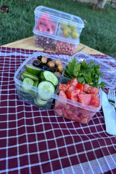 Large 3 Adet Bölmeli Piknik Saklama Kutusu Okul Beslenme Kabı Taşınabilir Diyet Öğünlük Porsiyon - 4