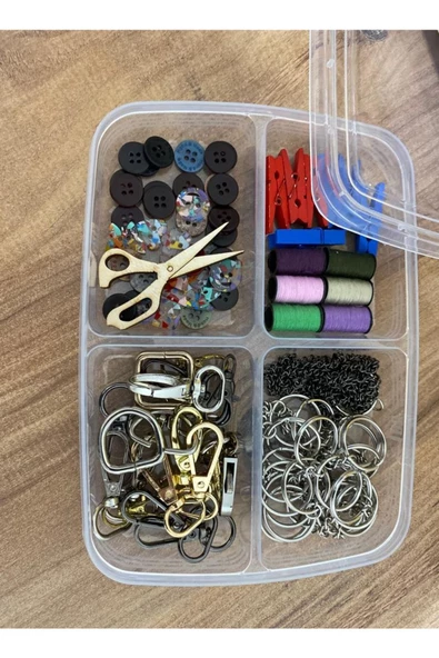 1 Adet 4 Bölmeli Kapaklı Dikiş Ve Takı Kutusu - Iplik Boncuk Vida Saklama Kutusu - Resim 5