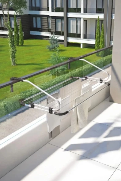 Alüminyum Dirsekli Balkon Kurutmalık Siyah - Balkon Askısı Çamaşırlık - 2