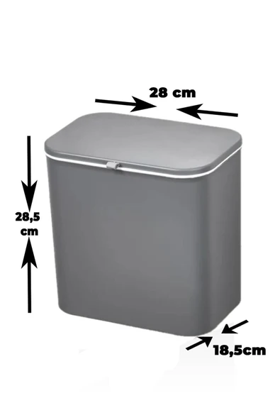 Gri Fonksiyonel Kapaklı Banyo Ve Mutfak Tezgah Üstü Çöp Kovası - 4