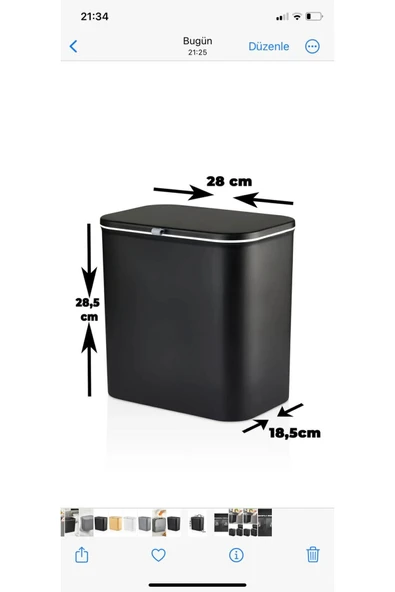 Siyah Fonksiyonel Kapaklı Banyo Ve Mutfak Tezgahüstü Çöp Kovası - 4