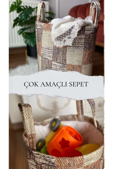 Çift Kat Kumaşlı Oyuncak Sepeti - Çamaşır Sepeti Hobi Çantası - 2