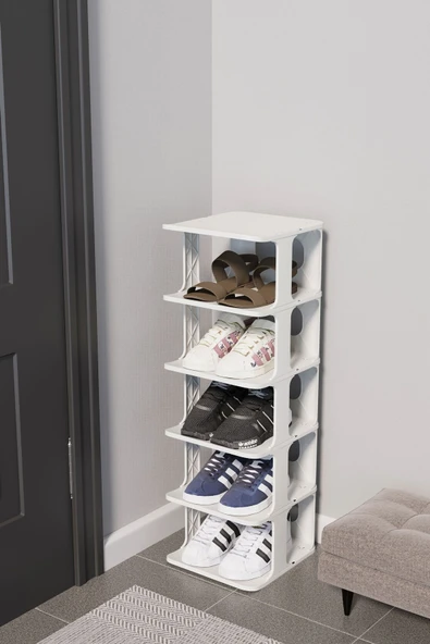 Lüx Yeni Model Modern 5 Katlı Ayakkabılık Beyaz Renk Portatif Ayakkabı Standı 5 Katlı - Resim 2