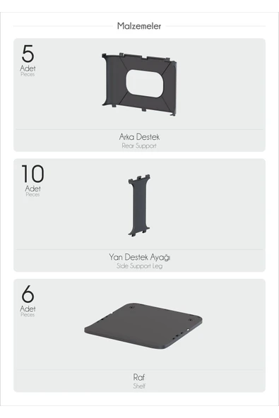 Lüx Yeni Model Modern 5 Katlı Ayakkabılık Beyaz Renk Portatif Ayakkabı Standı 5 Katlı - Resim 3