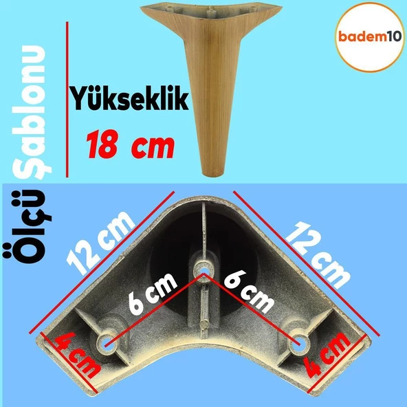 Aspen Lüks Mobilya Kanepe Koltuk Tv Ünitesi Konsol Ayağı Ayakları 18 Cm Kahverengi Ayak (4 ADET) - Resim 2