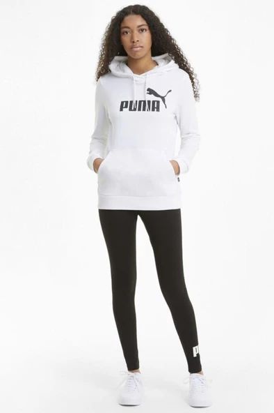 Puma ESS Logo Hoodie Kadın Sweatshirt Beyaz XS-XL - 4