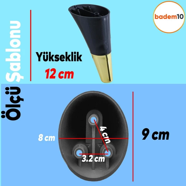 Clara 6'lı Set Mobilya Koltuk Kanepe Baza Yatak Tv Ünite Destek Ayağı 12 Cm Ayakları Siyah Gold - Resim 5