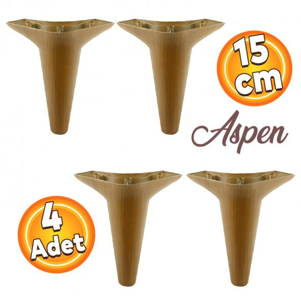Aspen Lüks Mobilya Kanepe Koltuk Tv Ünitesi Baza Ayağı Ayakları 15 Cm Koyu Ceviz Ayak (4 ADET)