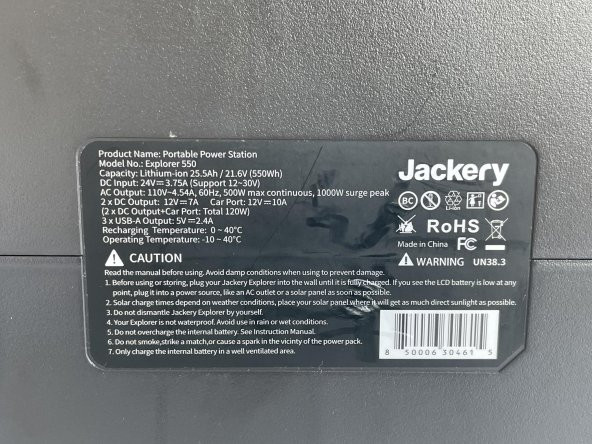 Jackery Explorer 550 Taşınabilir Güç Kaynağı (Kutusuz) - 8