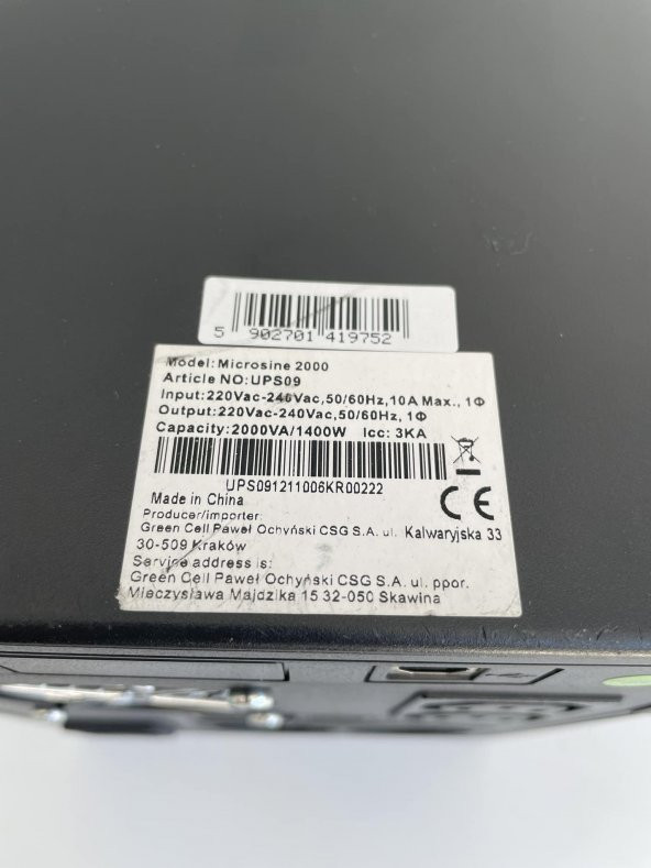 Green Cell Microsine 2000 Ups Güç Kaynağı 2000VA (Kutusuz) - 8