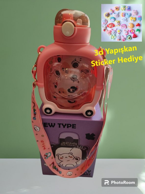 Sevimli Ayıcık Model Okul Ve Gezi Suluk Matara, Pipetli Bpasız Okul Matara Suluk - 3