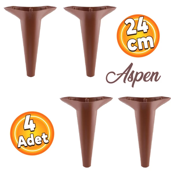 Aspen Lüks Mobilya Kanepe Koltuk Tv Ünitesi Konsol Ayağı Ayakları 24 Cm Kahverengi Ayak (4 ADET)