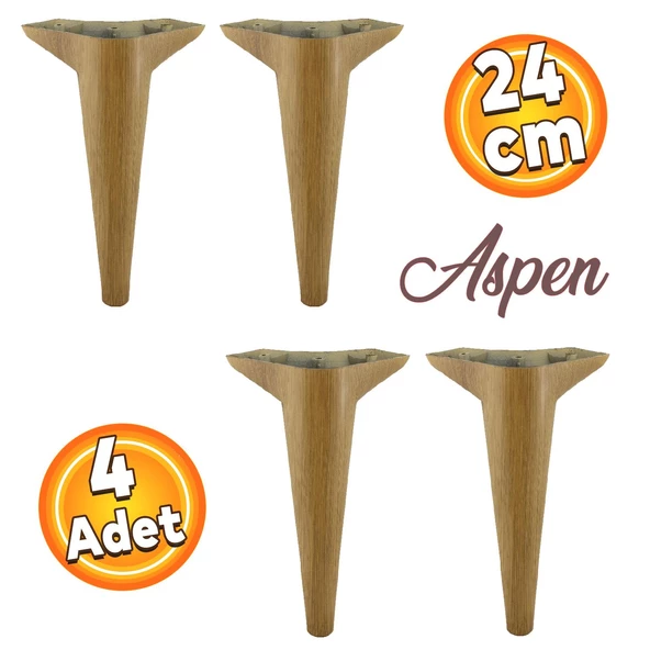 Aspen Lüks Mobilya Kanepe Koltuk Tv Ünitesi Konsol Ayağı Ayakları 24 Cm Açık Ceviz Ayak (4 ADET)