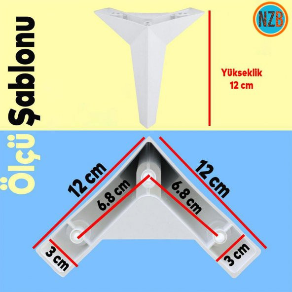 Mobilya Kanepe Sehpa TV Ünitesi Koltuk Ayağı 12 cm Beyaz Baza Ayak - Resim 2